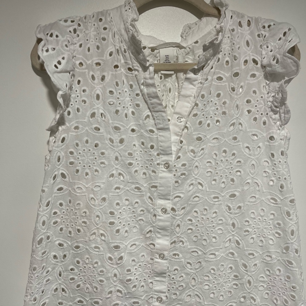 H&M White Eyelet Sleeveless Mini Dress - Picture 3 of 8